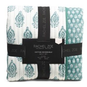 Rachel Zoe Turquoise and White Reversible Quilt Set